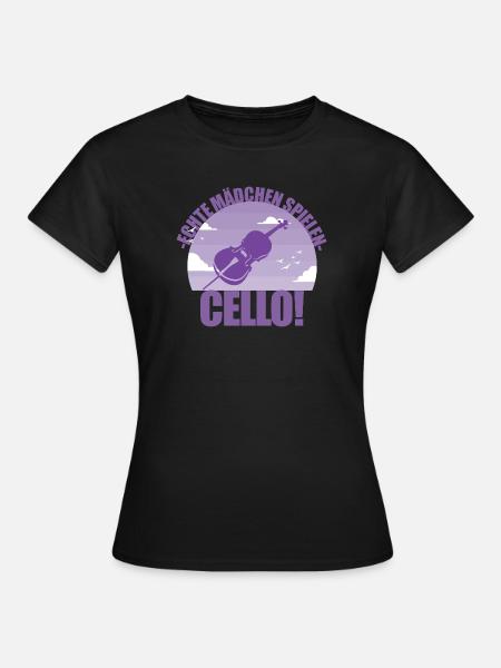 Cello Instrument Musikerin Cellonistin Geschenk - Frauen T-Shirt - Schwarz