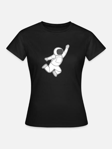Astronaut Motiv Weltall - Frauen T-Shirt - Schwarz