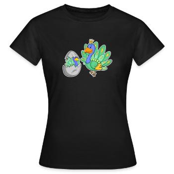 Famille Paon - Paon avec bébé - Motif Paon - T-shirt Femme - noir - Devant - AI Model Female 172 dark (172cm)