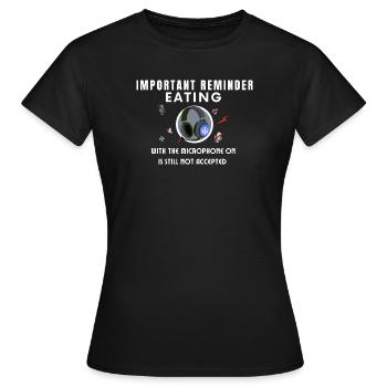 Manger avec le micro allumé - T-shirt Femme - noir - Devant - AI Model Female 172 dark (172cm)