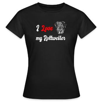 J'adore le design de mon chien Rottweiler - T-shirt Femme - noir - Devant - AI Model Female 172 dark (172cm)