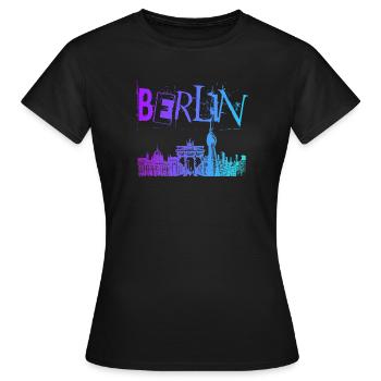 Berlin Skyline Panorama - Women's T-Shirt - black - Front - AI Model Female 172 dark (172cm)