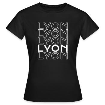 Lyon Typo Grid - Frauen T-Shirt - Schwarz - Vorne - AI Model Female 172 dark (172cm)