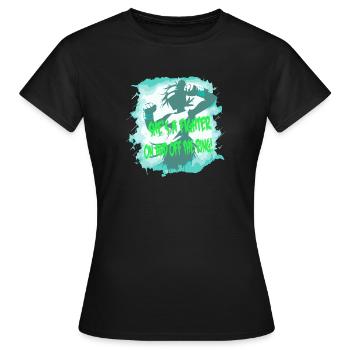Combattante C’est une combattante - T-shirt Femme - noir - Devant - AI Model Female 172 dark (172cm)