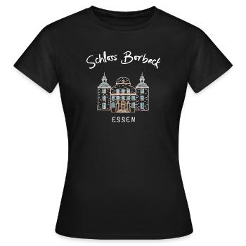 Essen, emblématique château entouré de douves Borbeck, région de la Ruhr - T-shirt Femme - noir - Devant - AI Model Female 172 dark (172cm)