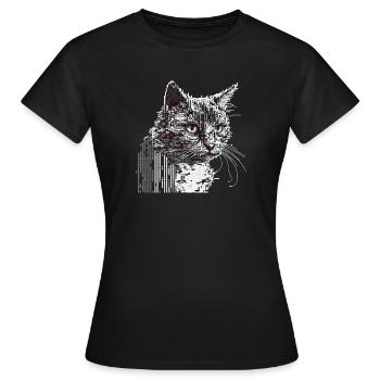Chat ASCII - T-shirt Femme - noir - Devant - AI Model Female 172 dark (172cm)