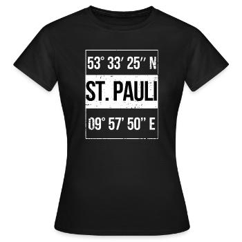 Coordonnées St. Pauli Hamburg - T-shirt Femme - noir - Devant - AI Model Female 172 dark (172cm)