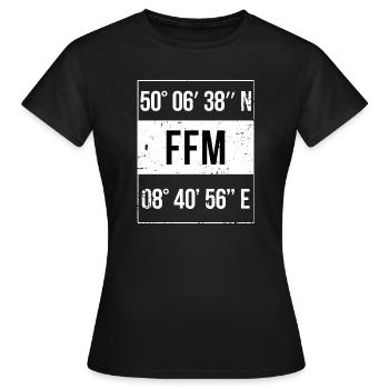 Coordonnées FFM Francfort-sur-le-Main - T-shirt Femme - noir - Devant - AI Model Female 172 dark (172cm)