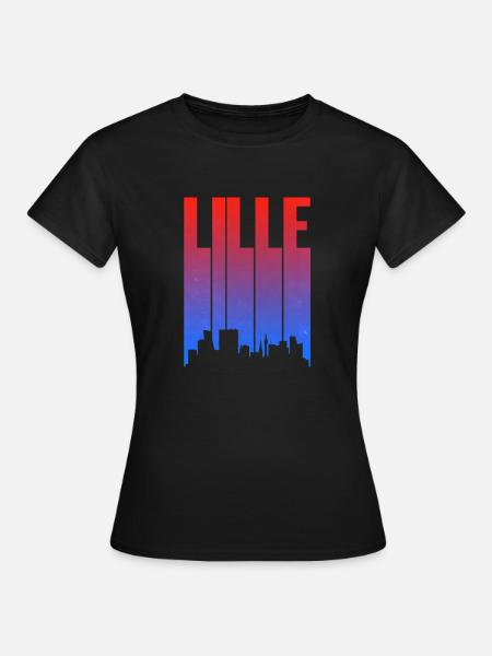 Lille Stadt Skyline Gradient - Frauen T-Shirt - Schwarz