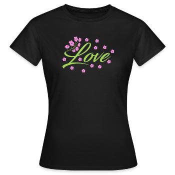 Amour - Fleurs - T-shirt Femme - noir - Devant - AI Model Female 172 dark (172cm)