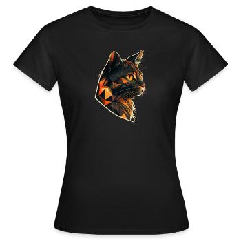 Chat stylisé, Géométrique - T-shirt Femme - noir - Devant - AI Model Female 172 dark (172cm)