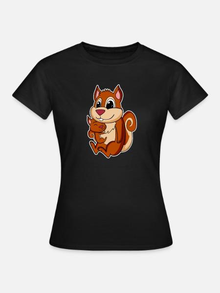 Squirrel Family - Squirrel with Baby - Women's T-Shirt - black