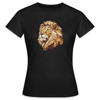 Lion stylisé, Géométrique - T-shirt Femme - noir - Devant - AI Model Female 172 dark (172cm)