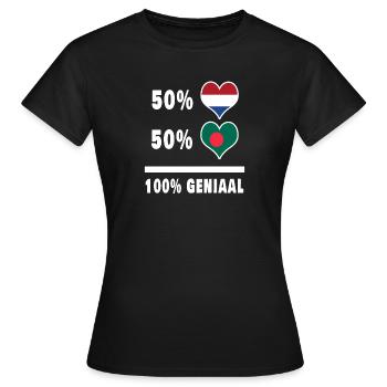 Bangladesh and The Netherlands 100% Genius Flag - Women's T-Shirt - black - Front - AI Model Female 172 dark (172cm)