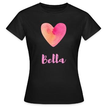 T-shirt Bella Pink Heart Nom Italien - T-shirt Femme - noir - Devant - AI Model Female 172 dark (172cm)