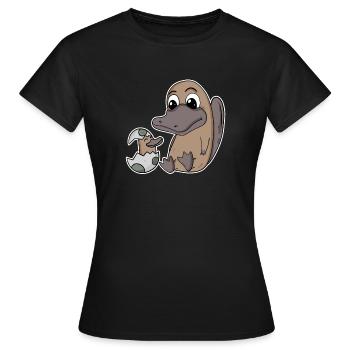 Platypus Family - Platypus with Baby - Women's T-Shirt - black - Front - AI Model Female 172 dark (172cm)