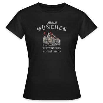 Historic Hofbräuhaus Munich, Bavaria - Women's T-Shirt - black - Front - AI Model Female 172 dark (172cm)