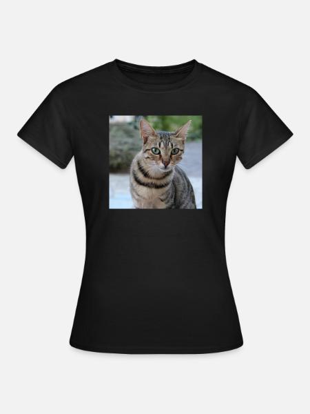 Katze Kätzchen Poster quadratisch Katzenposter - Frauen T-Shirt - Schwarz