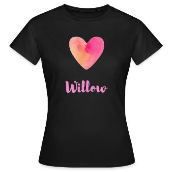Tenue esthétique féminine en cœur rose de saule - T-shirt Femme - noir - Devant - AI Model Female 172 dark (172cm)