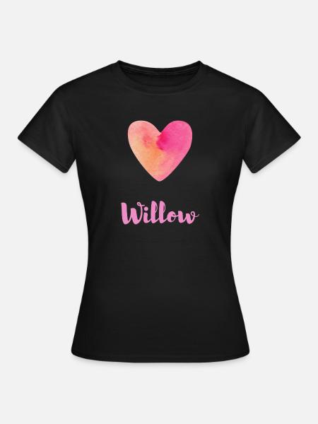 Willow Rosa Herz Feminine Aesthetic Outfit - Frauen T-Shirt - Schwarz