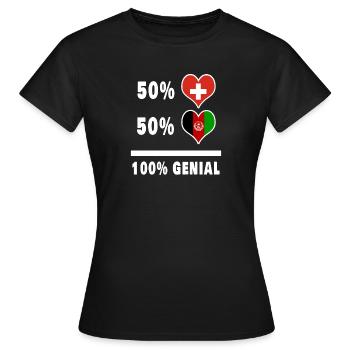 Afghanistan und Schweiz 100% Genial Flagge - Frauen T-Shirt - Schwarz - Vorne - AI Model Female 172 dark (172cm)