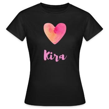 Kira Pink Heart Girl Esthétique féminine - T-shirt Femme - noir - Devant - AI Model Female 172 dark (172cm)