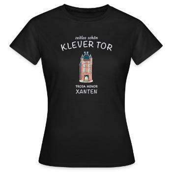Xanten, Klever Tor, Sehenswürdigkeit - Frauen T-Shirt - Schwarz - Vorne - AI Model Female 172 dark (172cm)