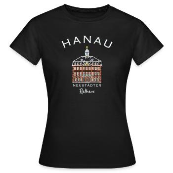 Hanau, Neustädter Rathaus, Hessen - Frauen T-Shirt - Schwarz - Vorne - AI Model Female 172 dark (172cm)