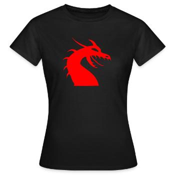 Silhouette de tête de dragon rouge - T-shirt Femme - noir - Devant - AI Model Female 172 dark (172cm)
