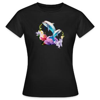 Dauphins Les créatures les plus adorables de la mer - T-shirt Femme - noir - Devant - AI Model Female 172 dark (172cm)