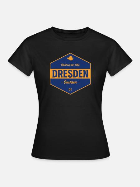 Dresden Signet Blau-Gold - Frauen T-Shirt - Schwarz