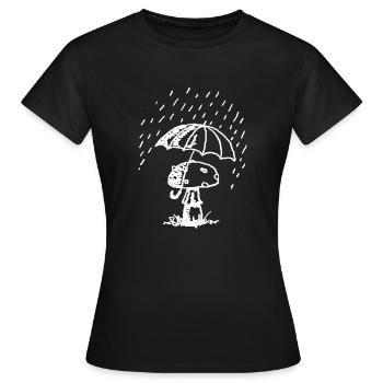Mushroom in the rain - Women's T-Shirt - black - Front - AI Model Female 172 dark (172cm)