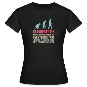 Néandertalien Anthropologue préhistorique - T-shirt Femme - noir - Devant - AI Model Female 172 dark (172cm)