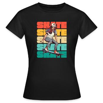 Skateboard Cool Skater Girl Colorful - T-shirt Femme - noir - Devant - AI Model Female 172 dark (172cm)