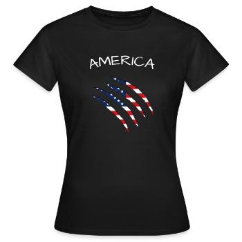 United States of America, USA, America  - Frauen T-Shirt - Schwarz - Vorne - AI Model Female 172 dark (172cm)