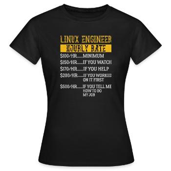 Ingénieur Linux Taux horaire Mécanique Taux de main-d’œuvre - T-shirt Femme - noir - Devant - AI Model Female 172 dark (172cm)