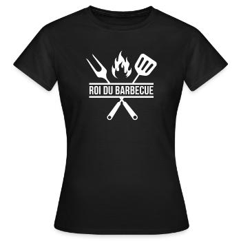BBQ, roi du barbecue, viande à griller - T-shirt Femme - noir - Devant - AI Model Female 172 dark (172cm)