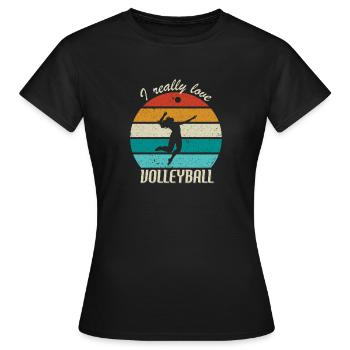 I Really Love Volleyball - Women's T-Shirt - black - Front - AI Model Female 172 dark (172cm)