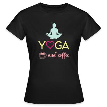 Yoga et café - T-shirt Femme - noir - Devant - AI Model Female 172 dark (172cm)