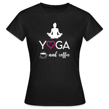 Yoga et café - T-shirt Femme - noir - Devant - AI Model Female 172 dark (172cm)