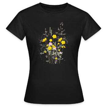 leuchtend gelbe Butterblumen Wiese voller Harmonie - Frauen T-Shirt - Schwarz - Vorne - AI Model Female 172 dark (172cm)