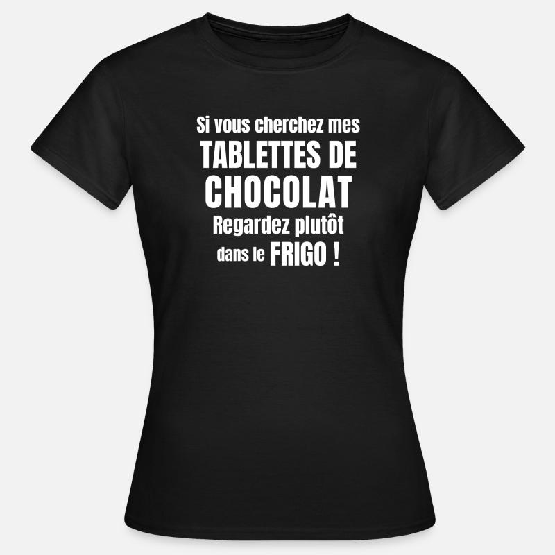 chocolat, j'aime le chocolat, tablette de chocolat - T-shirt Femme - noir