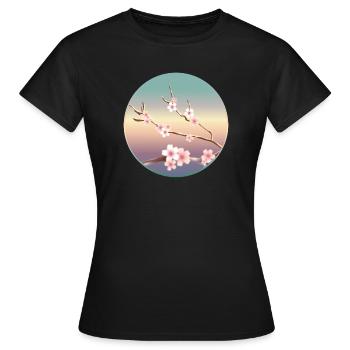 delicate cherry blossoms on a branch in spring - Women's T-Shirt - black - Front - AI Model Female 172 dark (172cm)