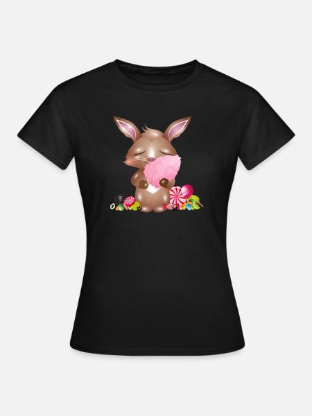 cute bunny with cotton candy & candy - Women's T-Shirt - black