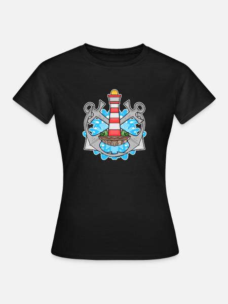 Anker Leuchtturm Nordsee - Frauen T-Shirt - Schwarz