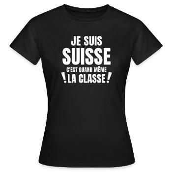Suisse, je suis Suisse, fierté Suisse - T-shirt Femme - noir - Devant - AI Model Female 172 dark (172cm)