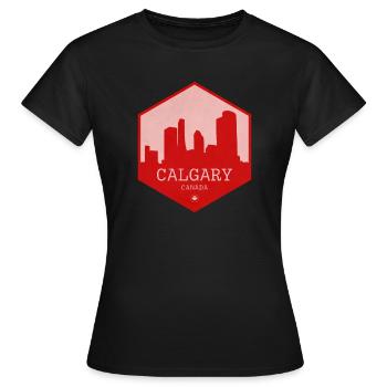 Calgary Skyline Red Badge - Frauen T-Shirt - Schwarz - Vorne - AI Model Female 172 dark (172cm)