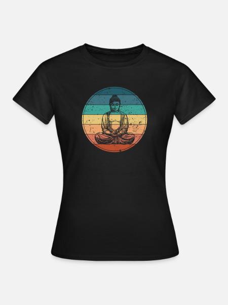 Buddha en Méditation Arc-en-Ciel - T-shirt Femme - noir