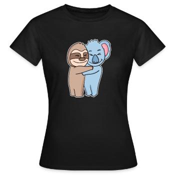Câlins paresseux et koala - câlins - T-shirt Femme - noir - Devant - AI Model Female 172 dark (172cm)