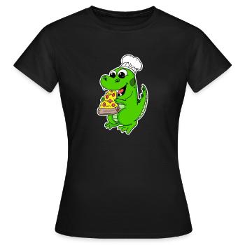 Pizza Dino gourmande - T-shirt Femme - noir - Devant - AI Model Female 172 dark (172cm)